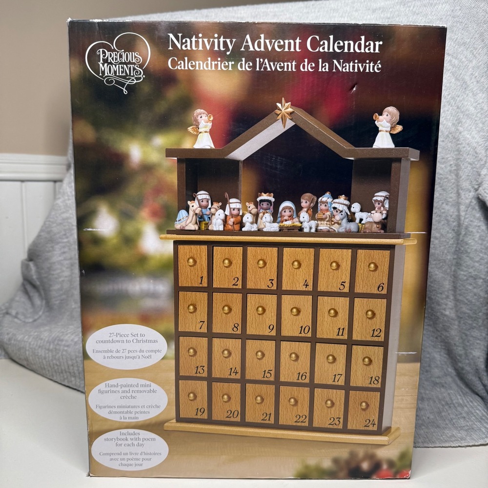Precious Moments Nativity Advent Calendar 27 Piece Set 181402 Wood Resin Crèche